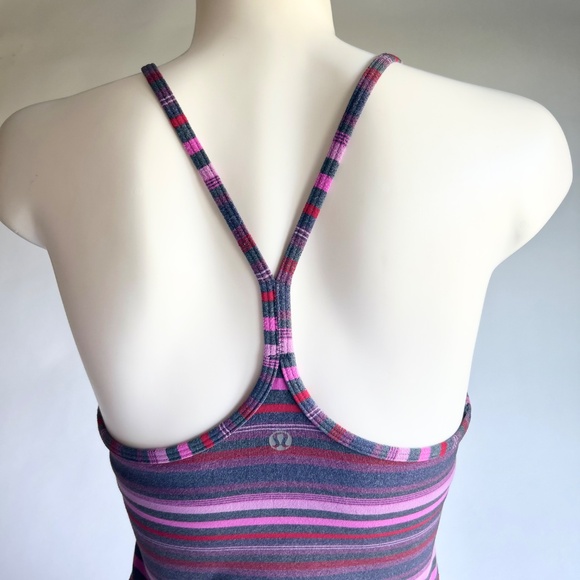 Lululemon Purple Pink Grey Striped Top size S - Picture 7 of 12